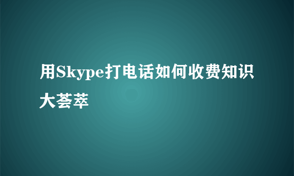 用Skype打电话如何收费知识大荟萃