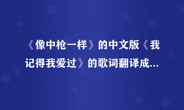 《像中枪一样》的中文版《我记得我爱过》的歌词翻译成韩语怎么翻？