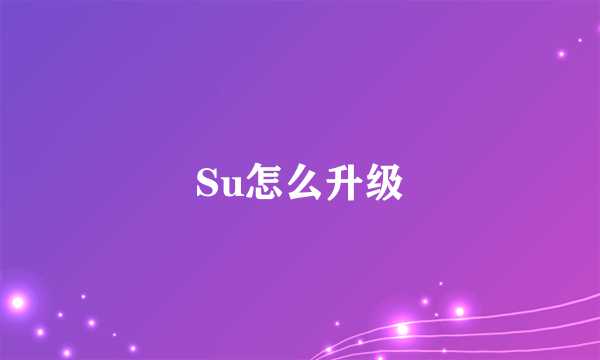 Su怎么升级