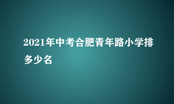 2021年中考合肥青年路小学排多少名