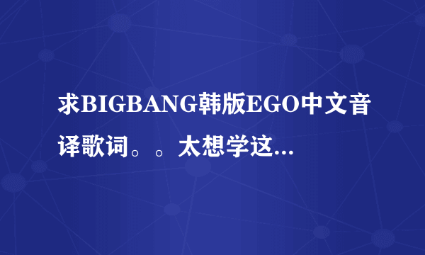 求BIGBANG韩版EGO中文音译歌词。。太想学这个歌了！！！