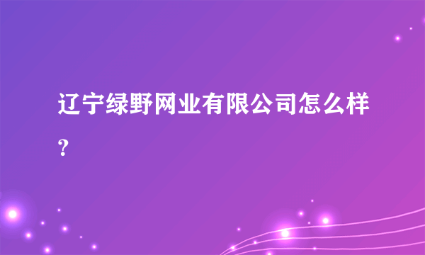 辽宁绿野网业有限公司怎么样？