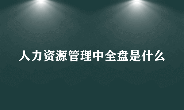 人力资源管理中全盘是什么