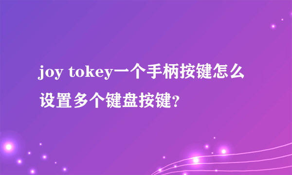 joy tokey一个手柄按键怎么设置多个键盘按键？