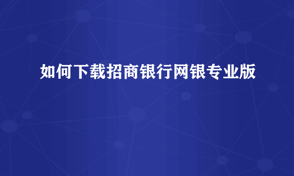 如何下载招商银行网银专业版