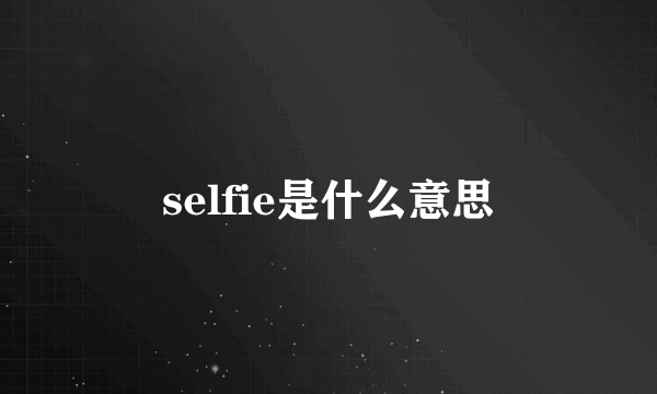 selfie是什么意思