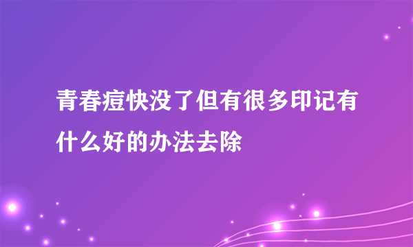 青春痘快没了但有很多印记有什么好的办法去除