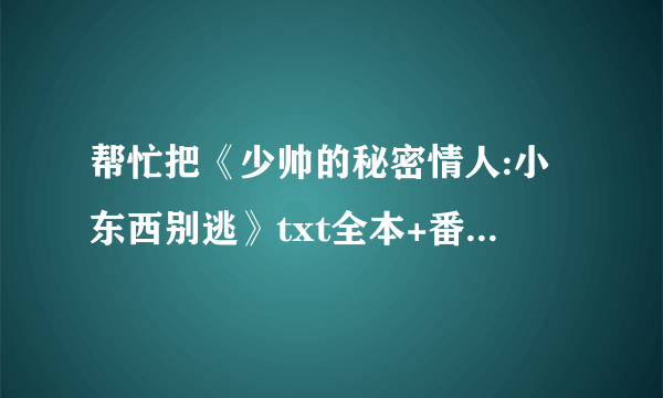 帮忙把《少帅的秘密情人:小东西别逃》txt全本+番外发给我，万分感谢