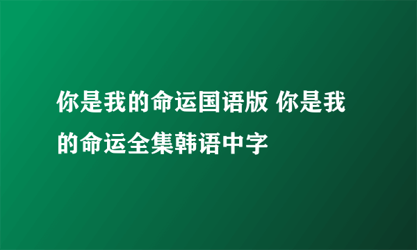 你是我的命运国语版 你是我的命运全集韩语中字