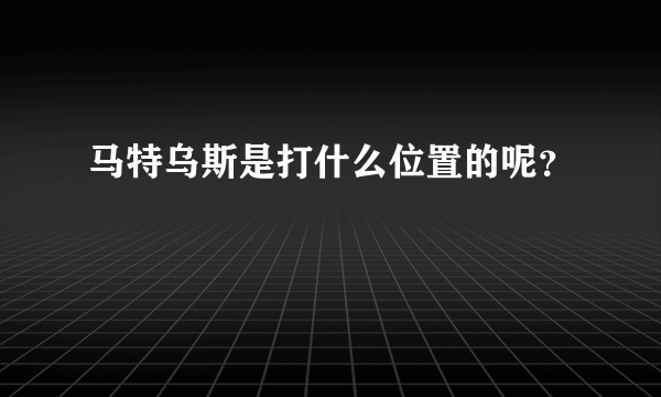 马特乌斯是打什么位置的呢？