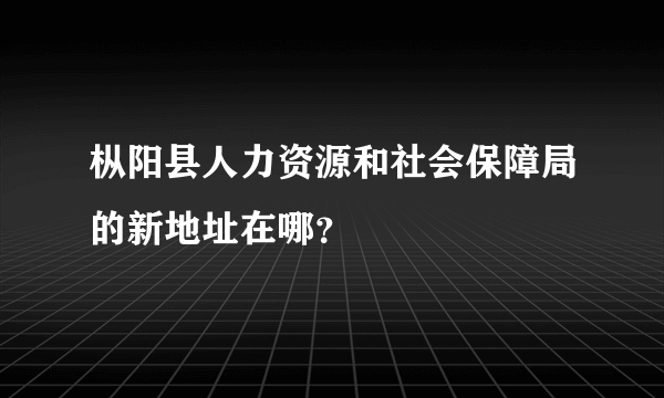 枞阳县人力资源和社会保障局的新地址在哪？