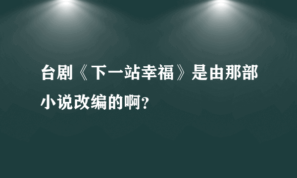 台剧《下一站幸福》是由那部小说改编的啊？