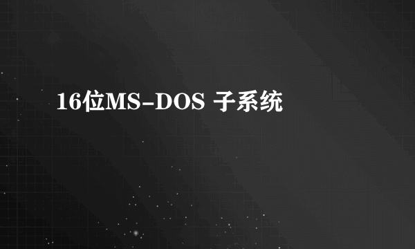 16位MS-DOS 子系统