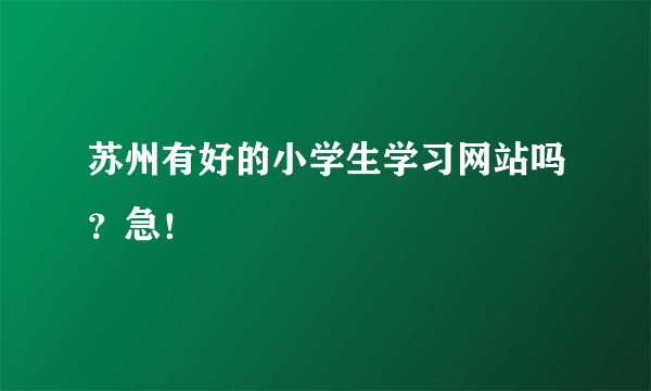 苏州有好的小学生学习网站吗？急！