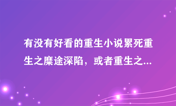 有没有好看的重生小说累死重生之糜途深陷，或者重生之巧妞情史的！！！！