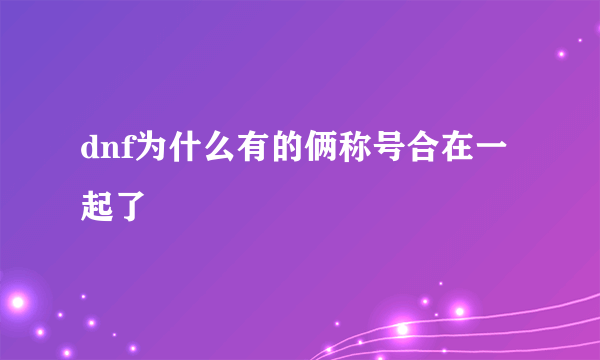 dnf为什么有的俩称号合在一起了