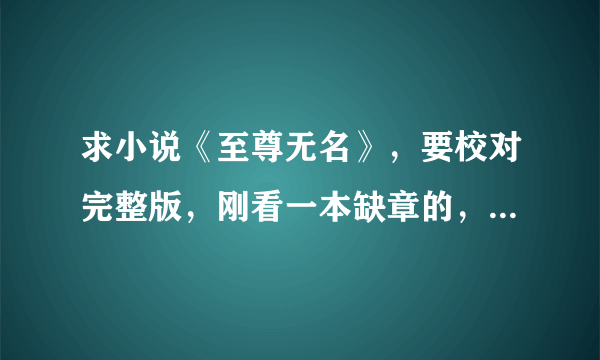 求小说《至尊无名》，要校对完整版，刚看一本缺章的，看得火起，有的朋友发下