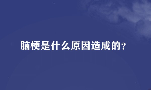 脑梗是什么原因造成的？