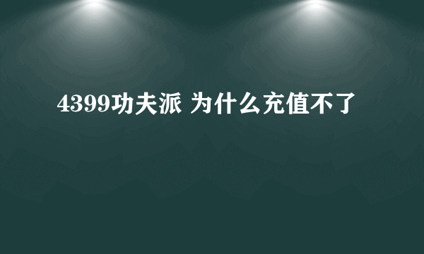 4399功夫派 为什么充值不了