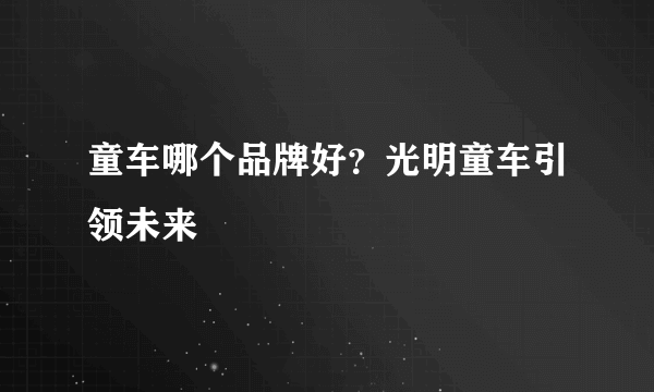 童车哪个品牌好？光明童车引领未来