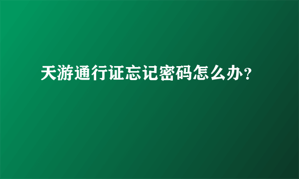 天游通行证忘记密码怎么办？