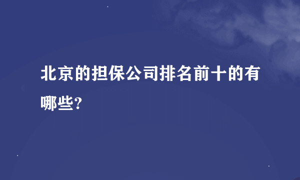 北京的担保公司排名前十的有哪些?