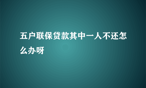 五户联保贷款其中一人不还怎么办呀