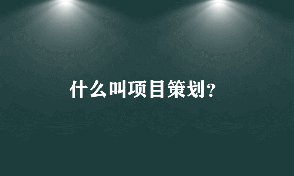 什么叫项目策划？