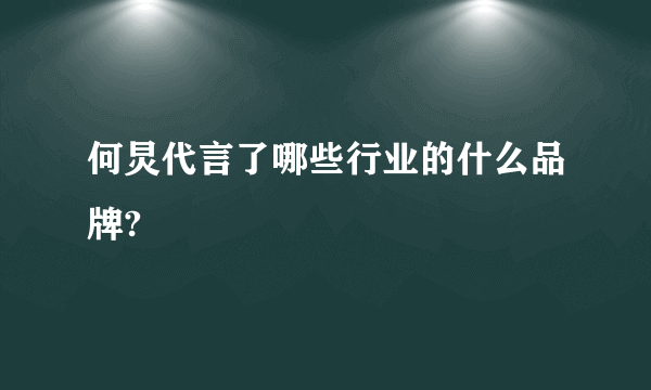 何炅代言了哪些行业的什么品牌?