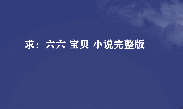 求：六六 宝贝 小说完整版