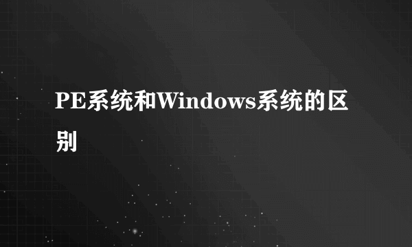 PE系统和Windows系统的区别