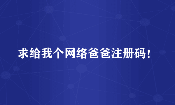 求给我个网络爸爸注册码！