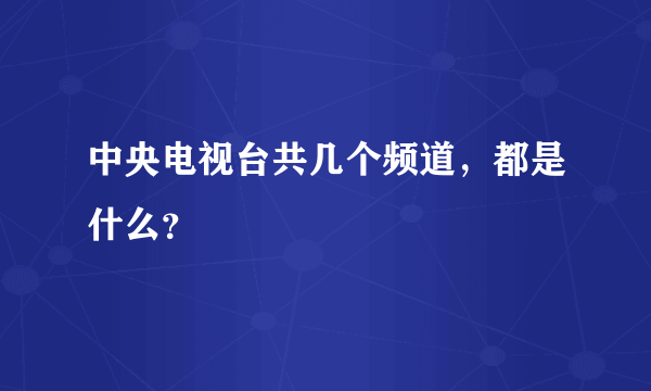 中央电视台共几个频道，都是什么？