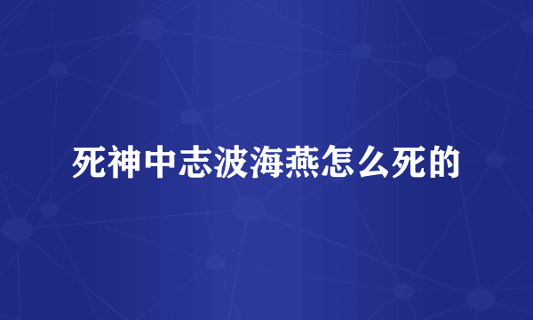 死神中志波海燕怎么死的