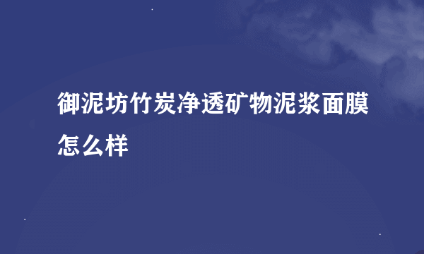 御泥坊竹炭净透矿物泥浆面膜怎么样