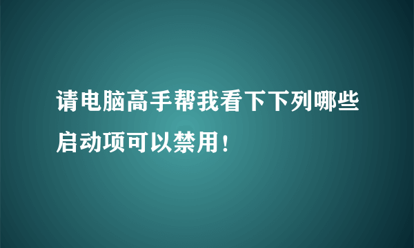 请电脑高手帮我看下下列哪些启动项可以禁用！