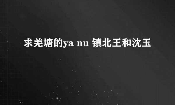 求羌塘的ya nu 镇北王和沈玉