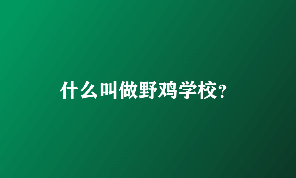 什么叫做野鸡学校？