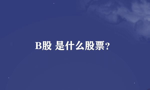 B股 是什么股票？