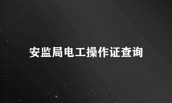 安监局电工操作证查询