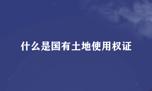 什么是国有土地使用权证