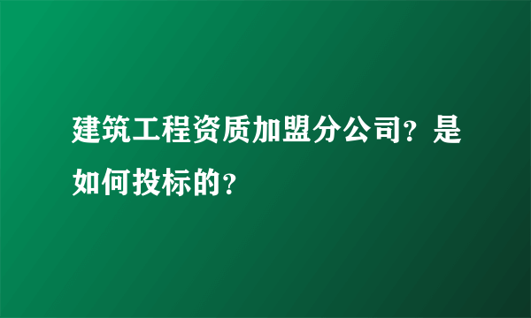 建筑工程资质加盟分公司？是如何投标的？