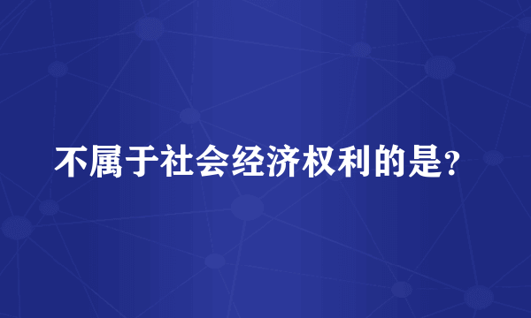 不属于社会经济权利的是？