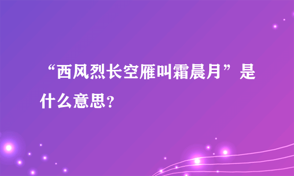 “西风烈长空雁叫霜晨月”是什么意思？