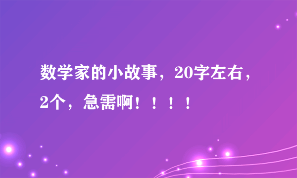 数学家的小故事，20字左右，2个，急需啊！！！！