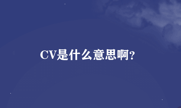 CV是什么意思啊？