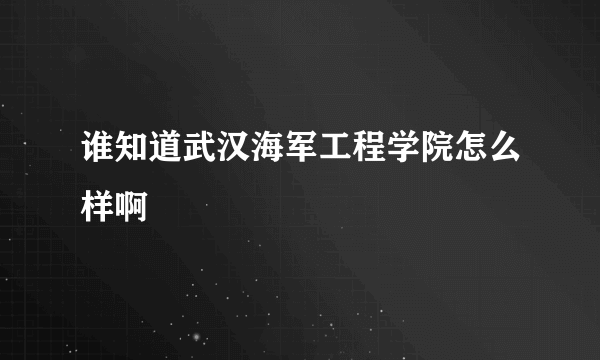 谁知道武汉海军工程学院怎么样啊