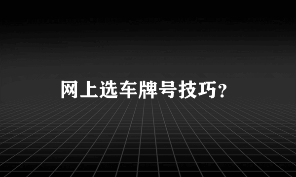 网上选车牌号技巧？