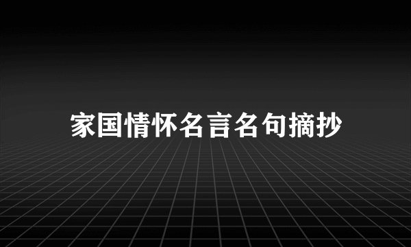 家国情怀名言名句摘抄