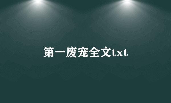 第一废宠全文txt